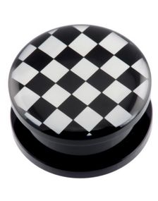 Skakmønstret Sort Piercing Plug
