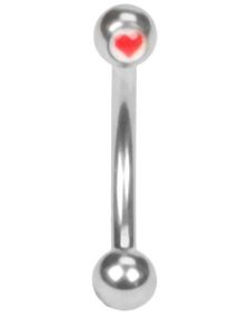 Klassisk Rødt Hjerte - 1.2 mm x 8 mm Øjenbrynspiercing