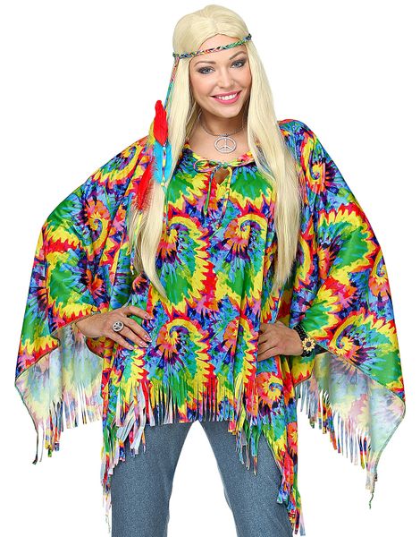 Psykedelisk Hippie Poncho og Pandebånd
