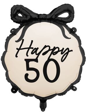 Happy 50 - Folieballong med Sløyfe 45x47.5 cm