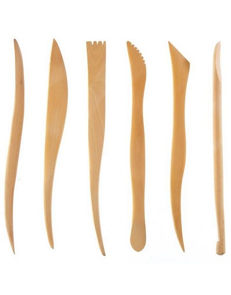 Wooden Sculpting Tools Sæt - 6 stk (Modellering Værktøj til Teatersminke)