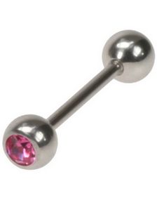 Pæn Tungepiercing med Rosa Sten