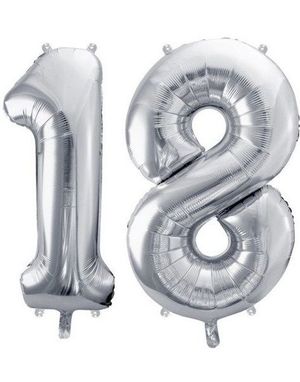 18 år balloner - 35 cm sølv