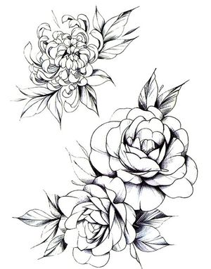Sketched Flowers - 2 stk Tatoveringer (Fake Tattoo)