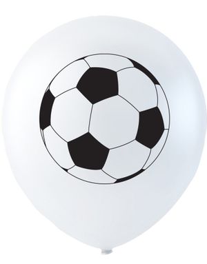 6 stk 26 cm - Hvide Balloner med Fodbolde