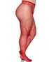Rød Nettingstrømpebukse m/ Flamme Mønster Plus Size