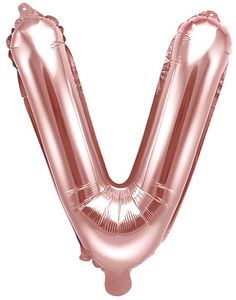 Bogstav V - Rosenguldfarvet 35 cm Folieballon