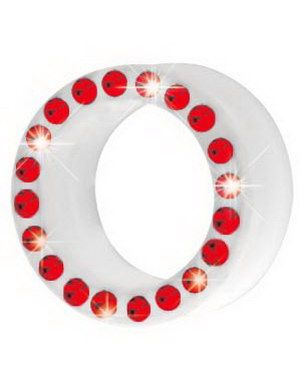 Silikone Piercing Tunnel i Hvid med Røde Sten