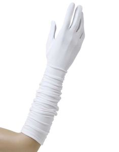Draperede Hvide Lange Handsker - 37 cm
