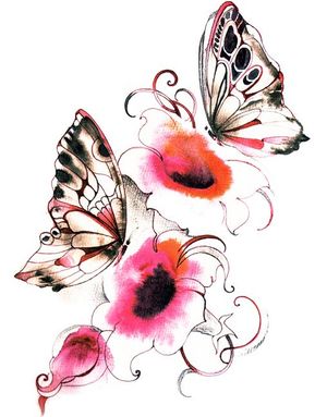 Butterfly Flowers (Fake Tattoo)