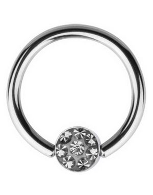 BCR Piercing with Sparkling Grey Stone
