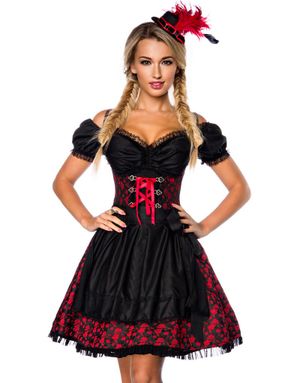 Lækker Sort og Rød Luksus Oktoberfestkjole