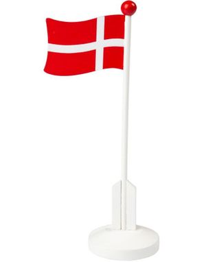 Dansk Flagg og Flaggstang i Tre 24 cm