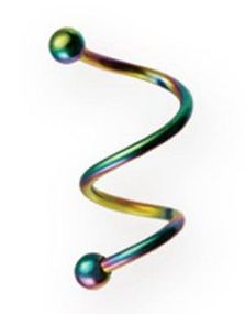 Twister - 2 x 14 mm Flerfarvet Øjenbrynspiercing