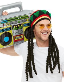 Rastafari kostumesæt med Hat, Dreads, Briller og Radio