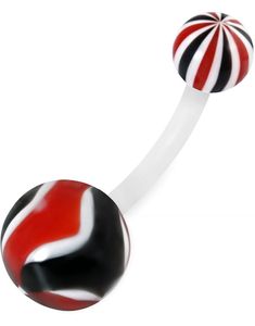Liquorice Look - Sort, Hvid og Rød Navlepiercing af Bioplast