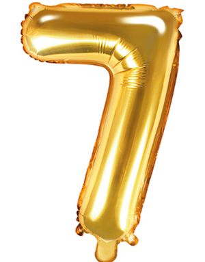 Tallet 7 - Guldfarvet 41 cm Lille Folieballon