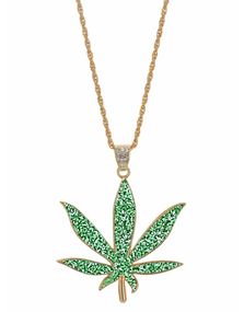 Grønt og Gullfarget Marijuana Kostymesmykke