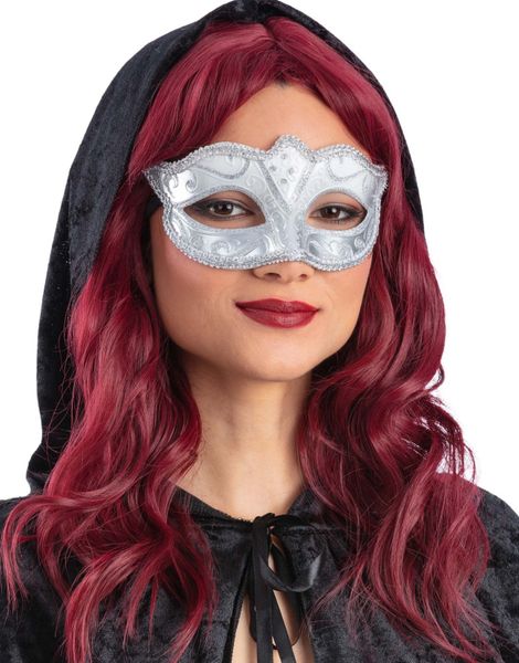 Venetian Sølvfarget Øyemaske med Glitter