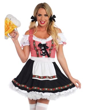 Sort og Rød Oktoberfestkostume til Kvinder