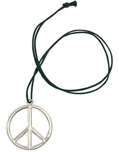 Sølvfarvet Peace-Smykke med Sort Tråd