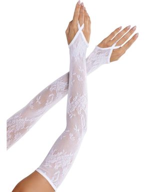 Lange Blonde-Netting Armvarmere – Hvit