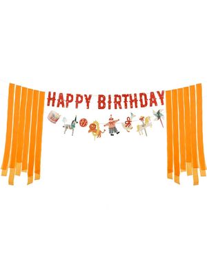Happy Birthday Sirkus Banner med Pyntebånd 2.75 m - Circus Party