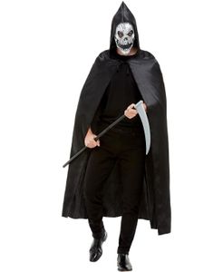 Grim Reaper kostumesæt med Kappe, Maske og Le
