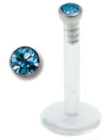 Single Diamond - Labret med Lyseblå Sten