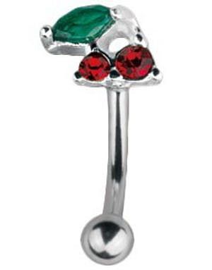 Kirsebær - 1.2 x 8 mm Sølvfarvet Øjenbrynspiercing