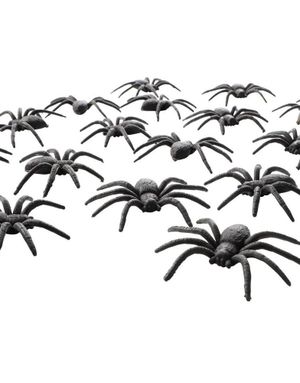 18 stk Svarte Edderkopper til Dekorasjon