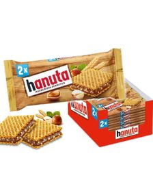 18 stk Ferrero Hanuta Wafer - Sprøde Vafler med Hasselnød og Kakao - Hel Kasse 792 gram