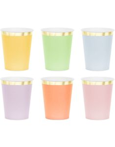 6 stk Pappkrus med Gullfolierte Kant  220 ml - 6 Forskjellige Farger 