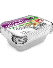 10 stk Små Rektangulær Foliebeholdere til Mat med Lokk 13x10x4 cm