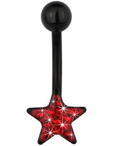 Star of Diamonds Navlepiercing - Black/Red