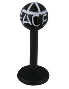 Labret with Peace Mark - Black/White