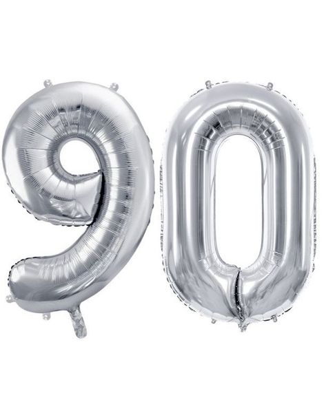 90 år balloner - 35 cm sølv