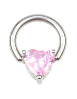 BCR Piercing med Hjerteformet Rosa Sten