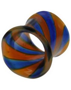 Twister Piercing Tunnel Pyrex in Blue and Orange