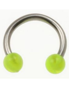 Rund Øjenbrynspiercing med Grønne Kugler - 1.2 x 8 mm