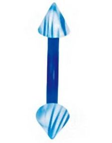 Banan Øjenbrynspiercing med Blå og Hvide Spikes - 1.2 x 8 mm