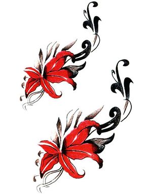 Red Lilies - 2 stk Tatoveringer (Fake Tattoo)