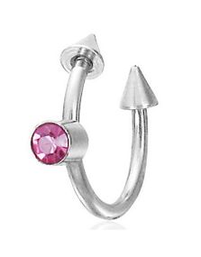 Øjenbrynspiercing med Spike Kugler & Rosa Sten - 1,2 x 10 mm