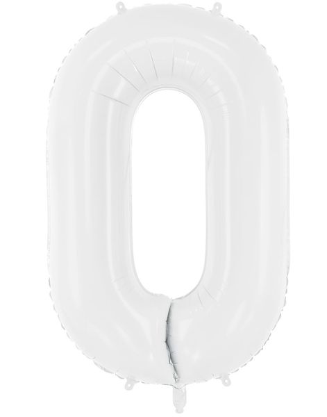 Tallet 0 - Hvit JUMBO Folieballong 86 cm
