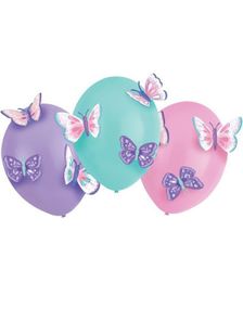 3 stk Ballonger med Sommerfuglpynt - 89 cm