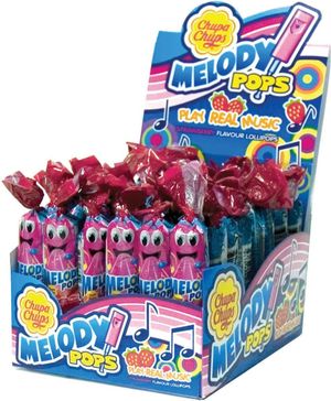 48 stk Chupa Chups Melody Pops Fløjte med Jordbærsmag - Hel Æske