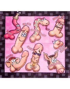 10 stk Servietter med Forskellige Penis-Motiver 33x33 cm