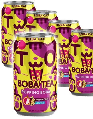 24 stk Boba Cat Passion Fruit Lychee - Popping Bubble/Boba Tea - Hele Bræt 24x320 ml (Taiwan)