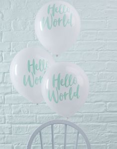 10 stk. Balloner 30 cm - Hello World