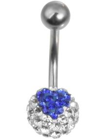 Sparkling Heart Navlepiercing - Hvid/Blå